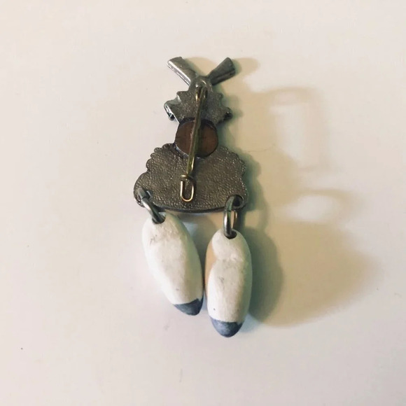 Vintage Holland Souvenir Pin Miniature Clogs Windmills  Dutch Travel - Picture 2 of 6